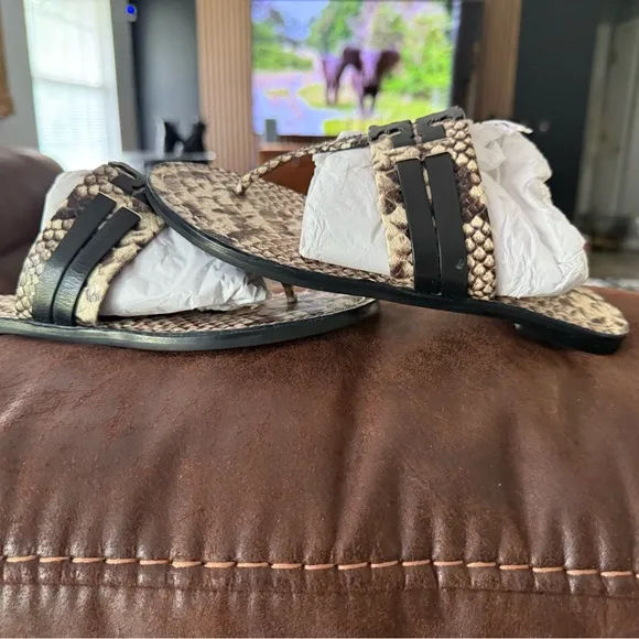 Tory Burch Leigh Snakeskin Pattern Women's Sandals 7.5