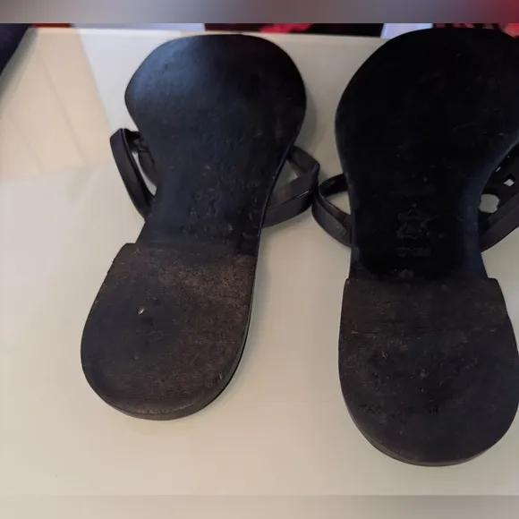 Tory Burch Navy Miller Sandals with Logo Design