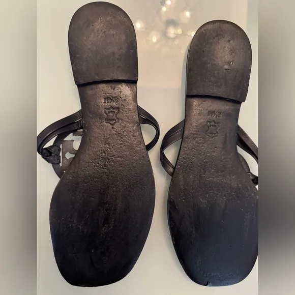 Tory Burch Navy Miller Sandals with Logo Design