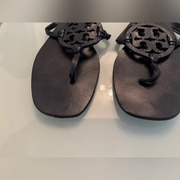 Tory Burch Navy Miller Sandals with Logo Design