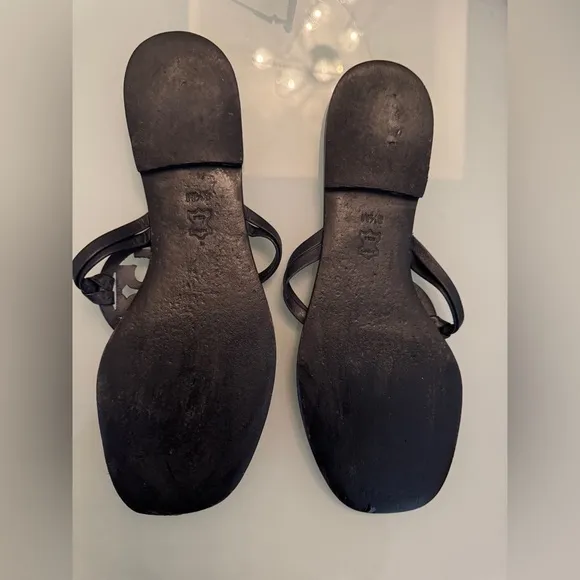 Tory Burch Navy Miller Sandals with Logo Design