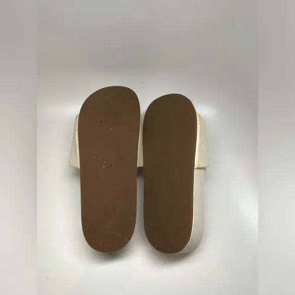 Tory Burch Patos Slides Ivory  and Gold with Sleek Platform