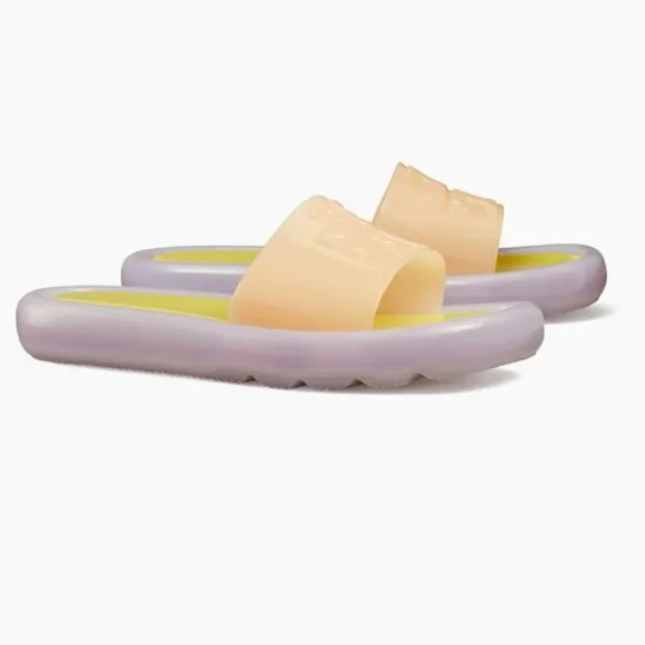 Tory Burch Sandals Bubble Slides Jelly Cloud Purple &amp; Neon SZ 11 NEW WITH BOX!