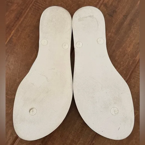 Tory Burch Solid Thin Flip-Flop Sandals, New Ivory/Gold, Size 9