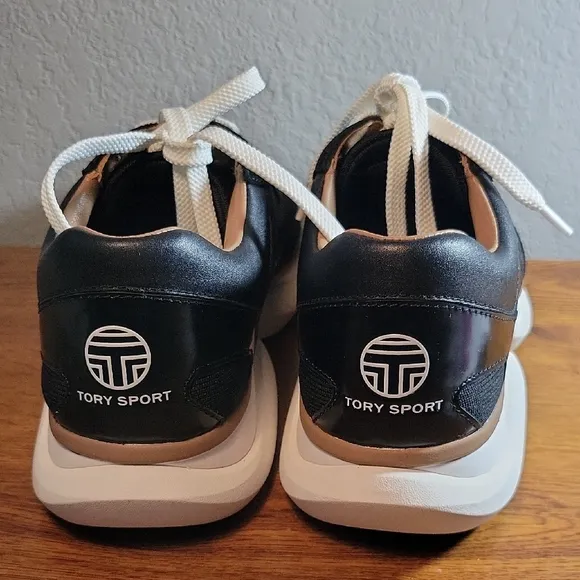 Tory Sport Black and White Sneakers with Cushioned Sole