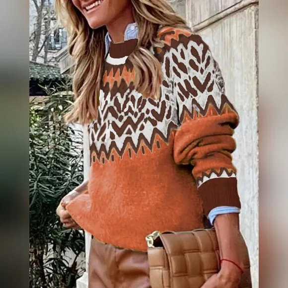 TrendsWomen's Autumn And Winter Casual Fashion Thick Fair Isle Christmas Sweater