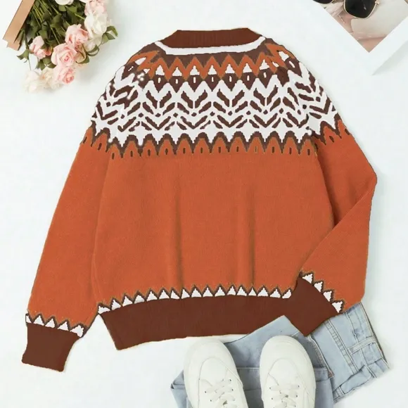 TrendsWomen's Autumn And Winter Casual Fashion Thick Fair Isle Christmas Sweater