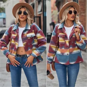 Tribal Treasures Collared Jacket - Burgundy