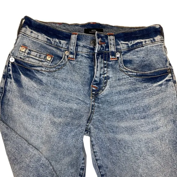 True Religion Ricki Jeans 25 Relaxed Straight Leg Mid Rise Denim Distressed Fit