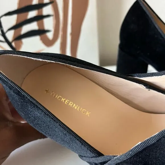 Tuckernuck Heels Ellie Black Velvet Mary Jane Block Heel Shoes Size 8