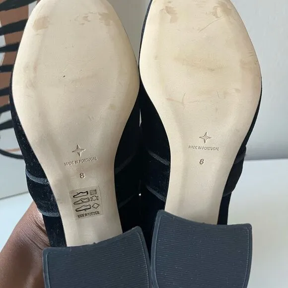 Tuckernuck Heels Ellie Black Velvet Mary Jane Block Heel Shoes Size 8