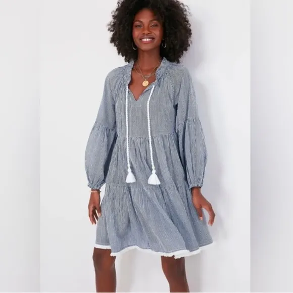 Tuckernuck -  Nautical Navy Tie Neck Coverup Dress