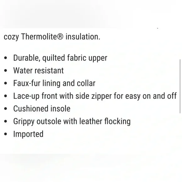 Tundra Perth Water resistant Thermolite insulation, zip up faux fur, snow boots
