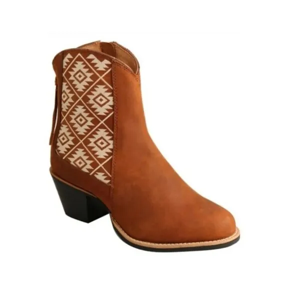 Twisted X Southwestern Aztec Printed Leather Ankle Boots  Size 6.5 NEW Cowboy