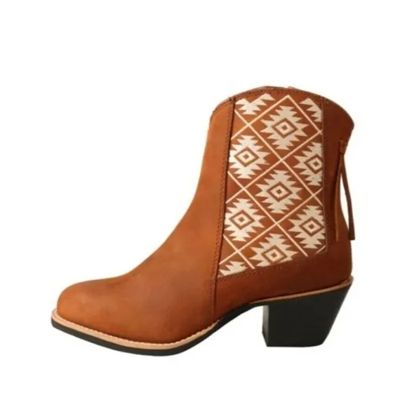 Twisted X Southwestern Aztec Printed Leather Ankle Boots  Size 6.5 NEW Cowboy