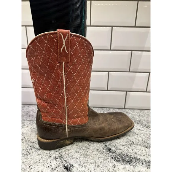 TWISTED X Two Tone Leather Cowboy Boots Size 6 Youth Rodeo Livestock Square Toe