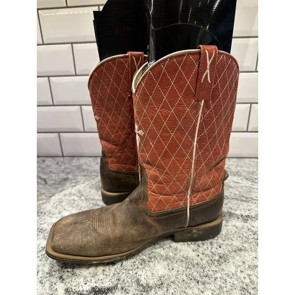 TWISTED X Two Tone Leather Cowboy Boots Size 6 Youth Rodeo Livestock Square Toe