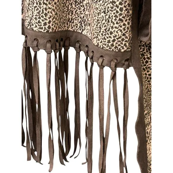 Tyler Boe Fringed Poncho Sweater M/L Gray Cashmere Blend Knit