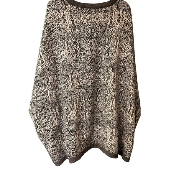 Tyler Boe Fringed Poncho Sweater M/L Gray Cashmere Blend Knit