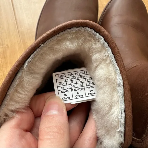 UGG Abree Mini Brown Leather Ankle Boots, Women’s Size 12