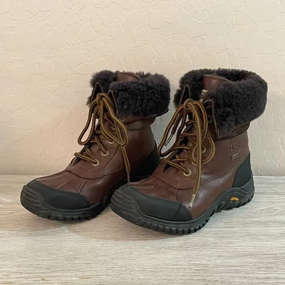 Ugg Adirondack Boot 6 Brown Leather Lace Up Warm Boots SN 5446 Waterproof