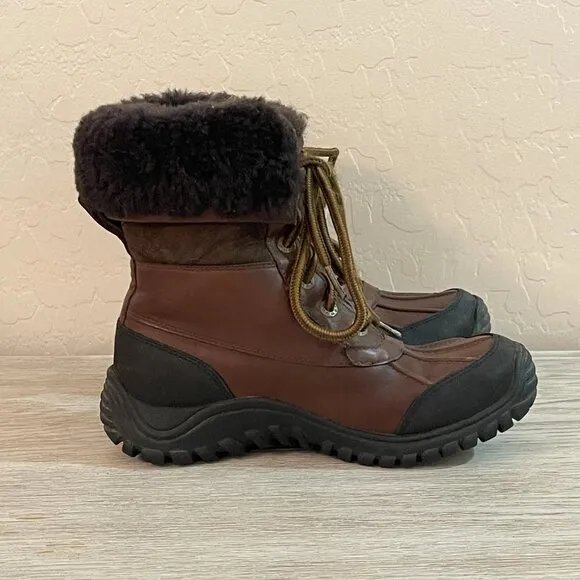 Ugg Adirondack Boot 6 Brown Leather Lace Up Warm Boots SN 5446 Waterproof