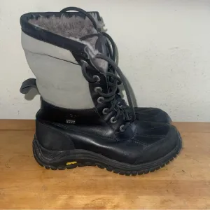 UGG Adirondack ll Black Gray Sheepskin Leather Womens Winter Boots Sz 6