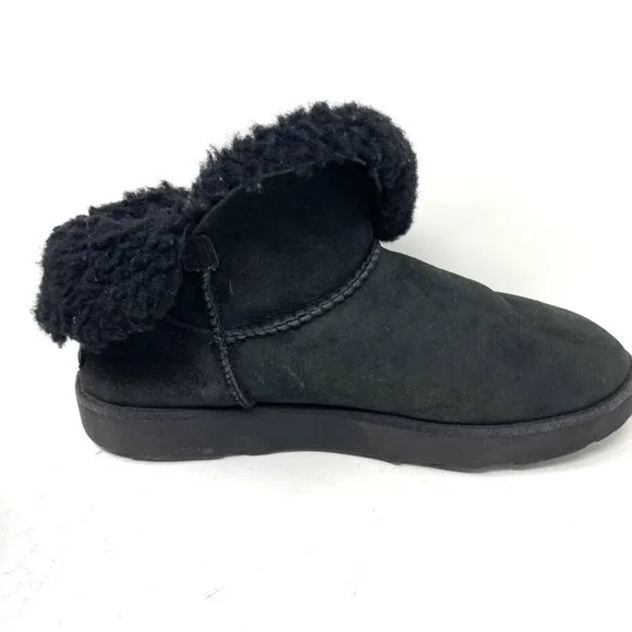 UGG Australia Classic Mini‎ Sheepskin Cuff Boots Black Size 10 Women’s Warm