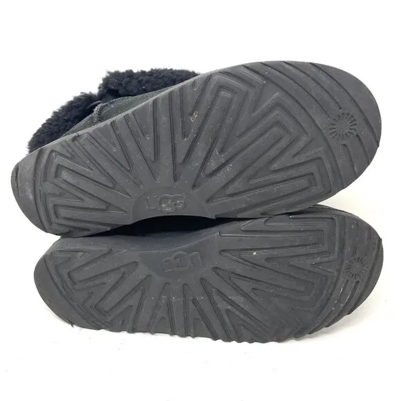 UGG Australia Classic Mini‎ Sheepskin Cuff Boots Black Size 10 Women’s Warm