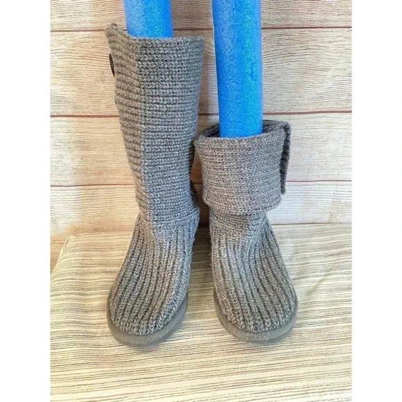 UGG Australia Girl's US 4 Gray Warm Twisted Cable Over The Knee Boots Pre-owned