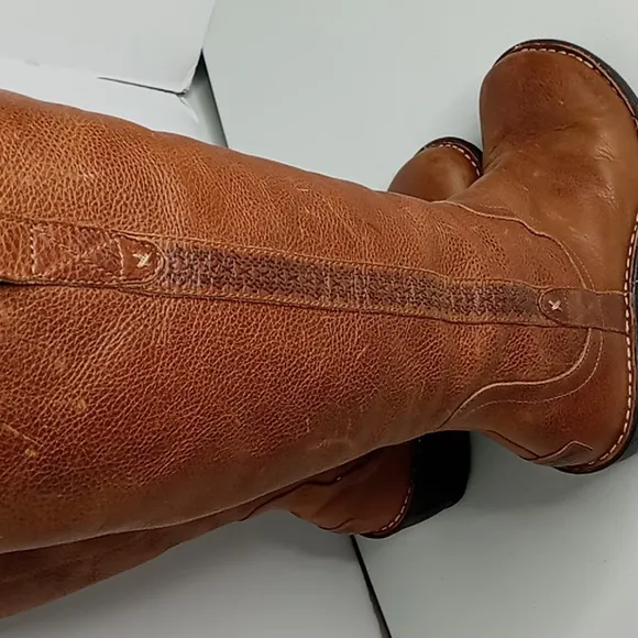 UGG Australia -Leather Wedge Tall Boots w/ Sheepskin - British Tan -size 6