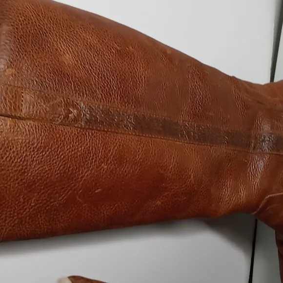 UGG Australia -Leather Wedge Tall Boots w/ Sheepskin - British Tan -size 6