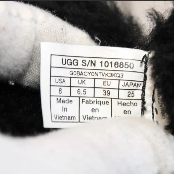 UGG Australia Uggs Naiyah Black Leather Boots Shearling warm 8