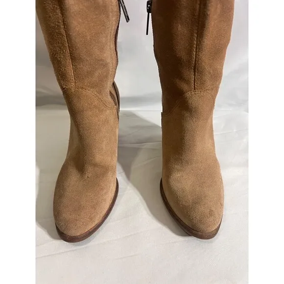UGG AVA Tan Chestnut Tall Knee High Boots With Heel Suede Women's Size 6