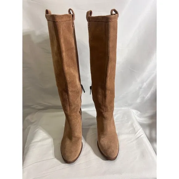 UGG AVA Tan Chestnut Tall Knee High Boots With Heel Suede Women's Size 6