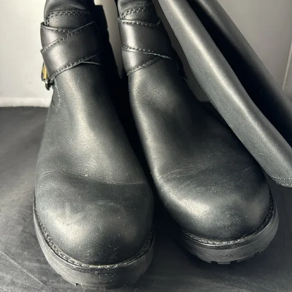 UGG Black Leather Harington Knee High Tall Riding Boots sz 9 .5 Women's Casual