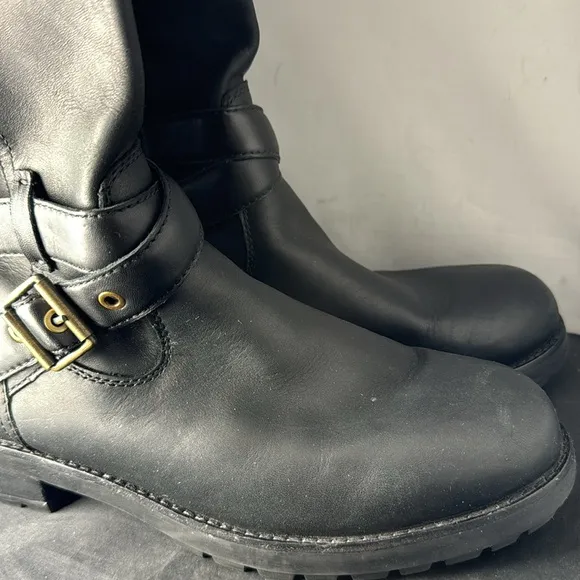 UGG Black Leather Harington Knee High Tall Riding Boots sz 9 .5 Women's Casual