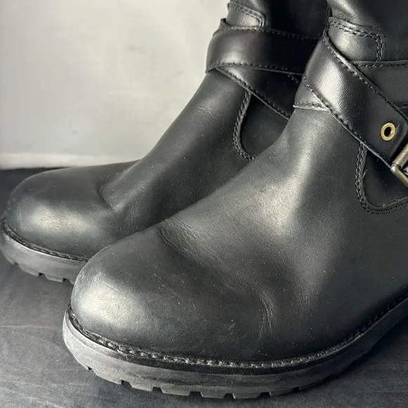 UGG Black Leather Harington Knee High Tall Riding Boots sz 9 .5 Women's Casual