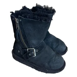 UGG Blaise boys kids black short boots zipper &amp; buckle Sz 10 US