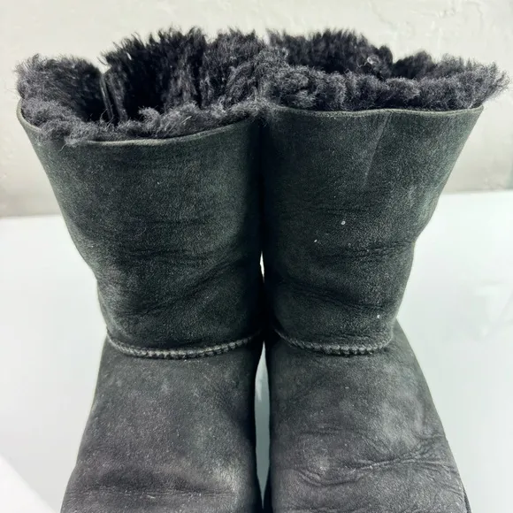 Ugg‎ Boots Bailey Bow ll Solid Black Fur Lined Bow Back Snow Winter Warm Knit