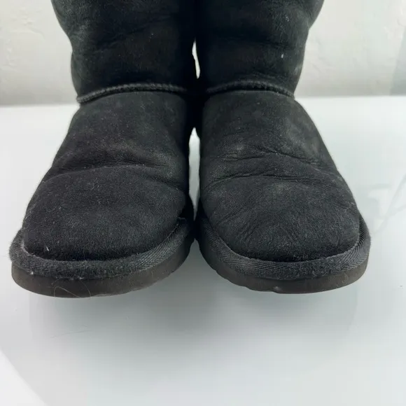 Ugg‎ Boots Bailey Bow ll Solid Black Fur Lined Bow Back Snow Winter Warm Knit