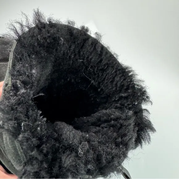 Ugg‎ Boots Bailey Bow ll Solid Black Fur Lined Bow Back Snow Winter Warm Knit