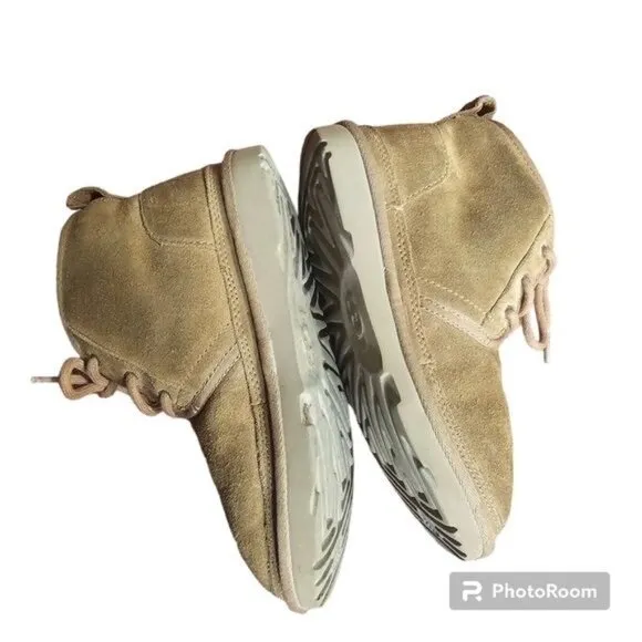 Ugg Chestnut Neumel II Chukka Boots Sz Kids 3 Lace-Up Suede Wool Lined 101732