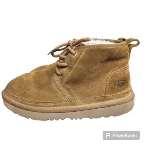 Ugg Chestnut Neumel II Chukka Boots Sz Kids 3 Lace-Up Suede Wool Lined 101732