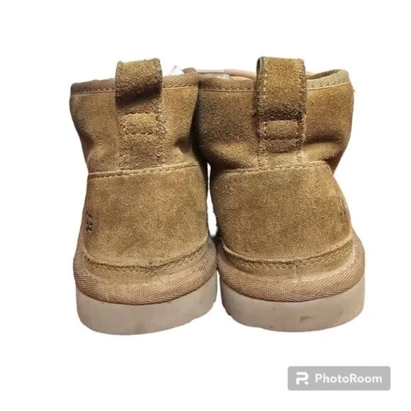 Ugg Chestnut Neumel II Chukka Boots Sz Kids 3 Lace-Up Suede Wool Lined 101732