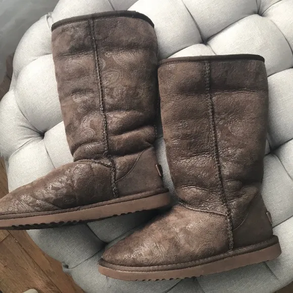 UGG Chocolate Brown Paisley Tall Boots