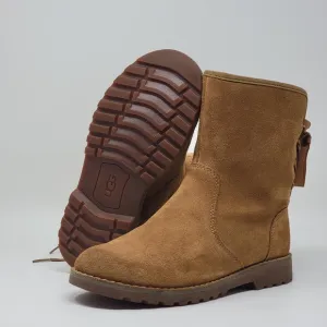 UGG Corene Winter Boot 1005146K Side Zip Brown Suede Kids Size 4 Pre-owned