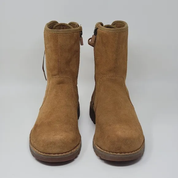 UGG Corene Winter Boot 1005146K Side Zip Brown Suede Kids Size 4 Pre-owned