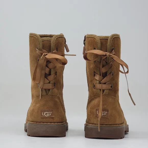 UGG Corene Winter Boot 1005146K Side Zip Brown Suede Kids Size 4 Pre-owned