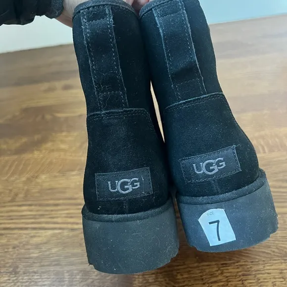 UGG Cory II Wedge Boots Suede Leather Shearling Sherpa Black Cozy Warm Luxury 7